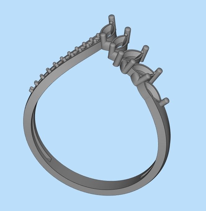 Women Ring with gems and diamonds 3dm stl 3D print model 3D print model_25