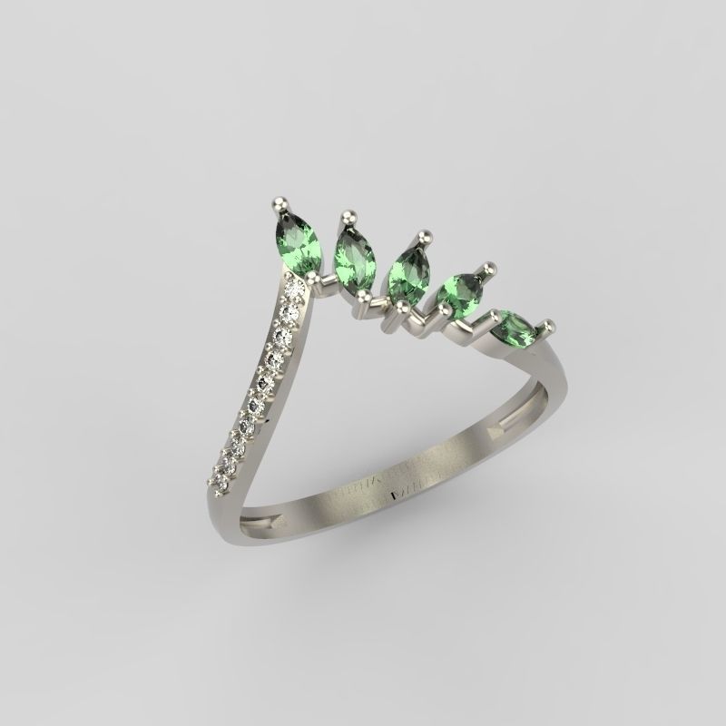 Women Ring with gems and diamonds 3dm stl 3D print model 3D print model_12