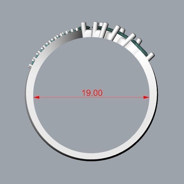 Women Ring with gems and diamonds 3dm stl 3D print model 3D print model_16