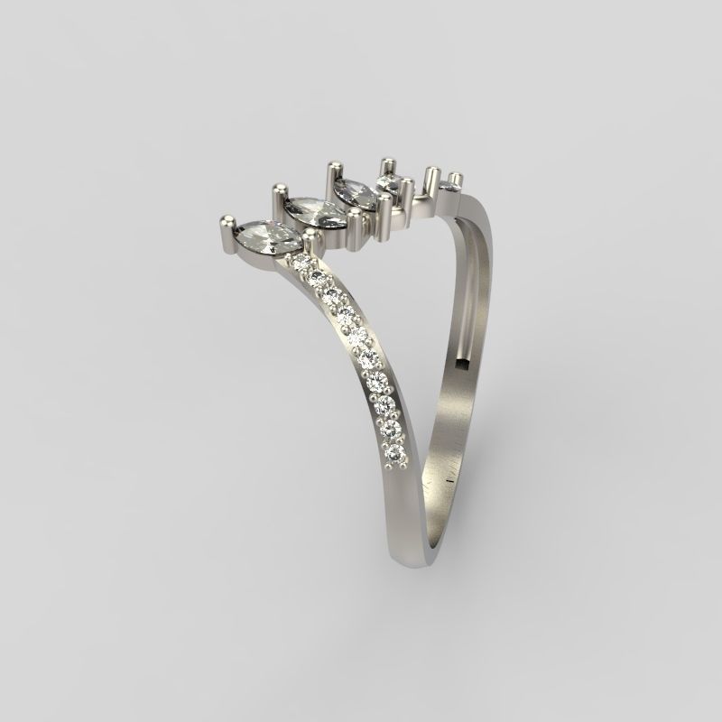 Women Ring with gems and diamonds 3dm stl 3D print model 3D print model_9