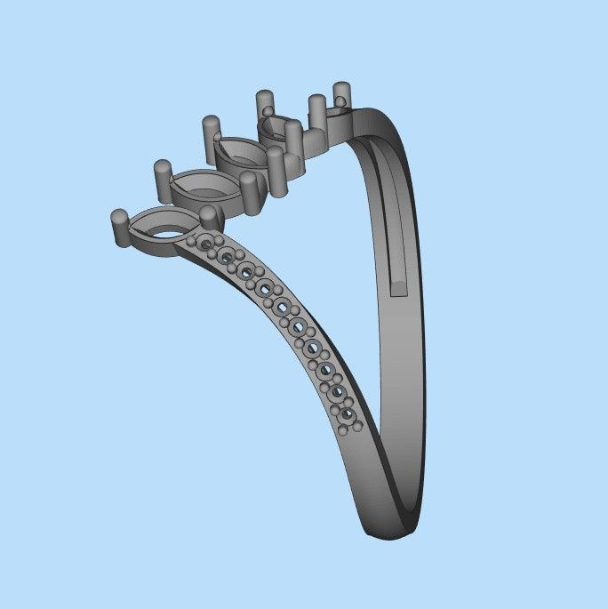 Women Ring with gems and diamonds 3dm stl 3D print model 3D print model_26
