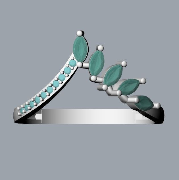 Women Ring with gems and diamonds 3dm stl 3D print model 3D print model_17