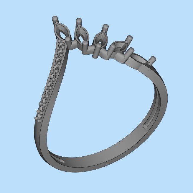 Women Ring with gems and diamonds 3dm stl 3D print model 3D print model_20