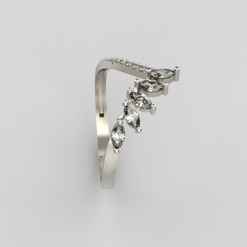 Women Ring with gems and diamonds 3dm stl 3D print model 3D print model_8