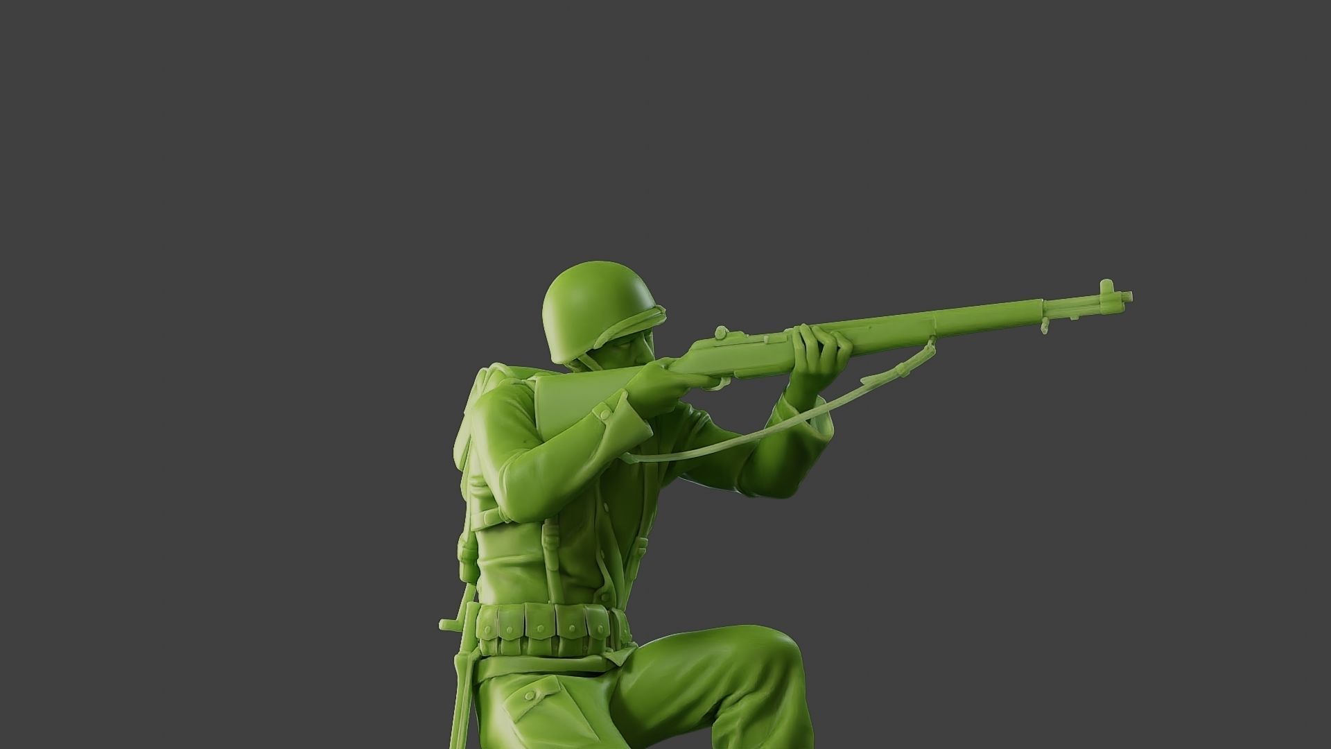 American soldier ww2 Shoot crouched A1 3D print model_29