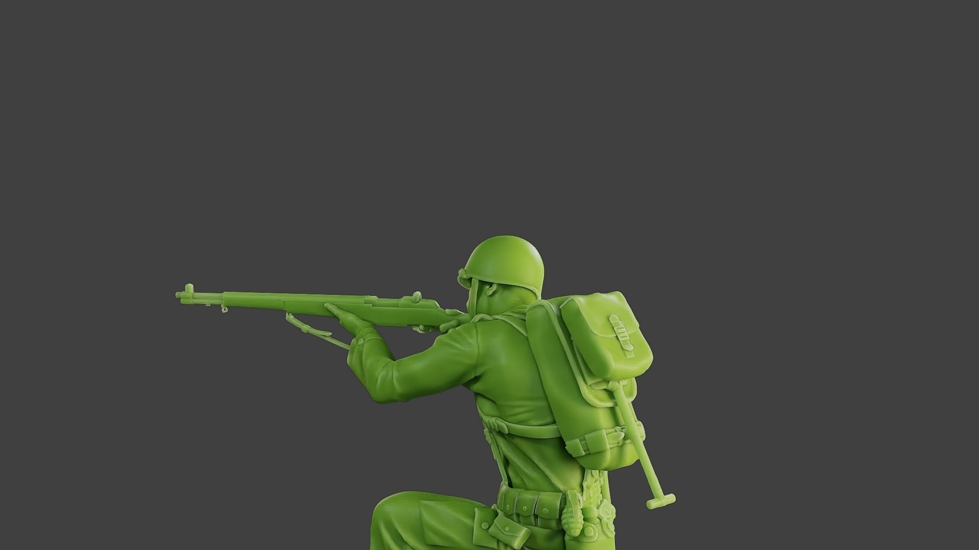 American soldier ww2 Shoot crouched A1 3D print model_26