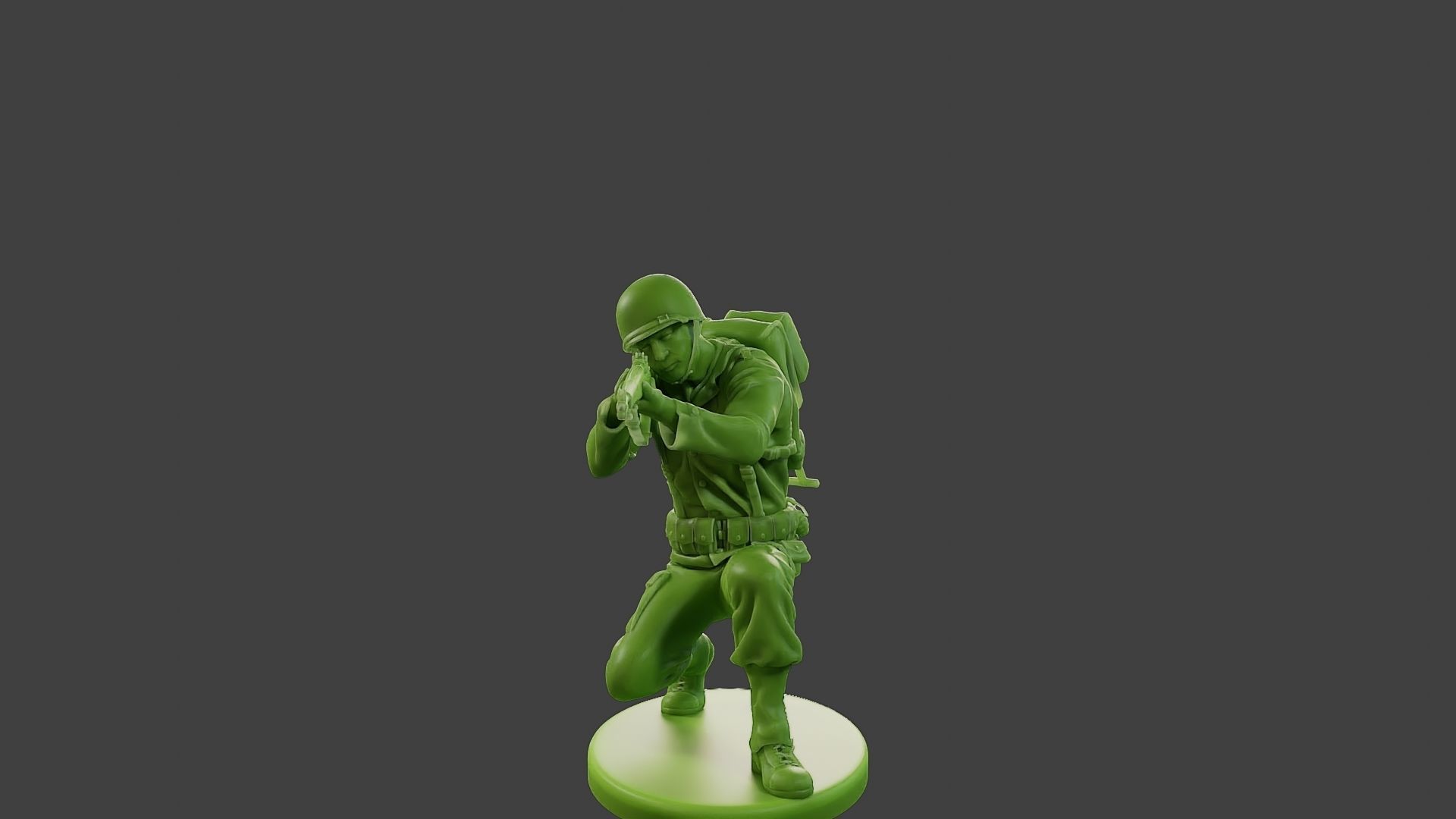 American soldier ww2 Shoot crouched A1 3D print model_11