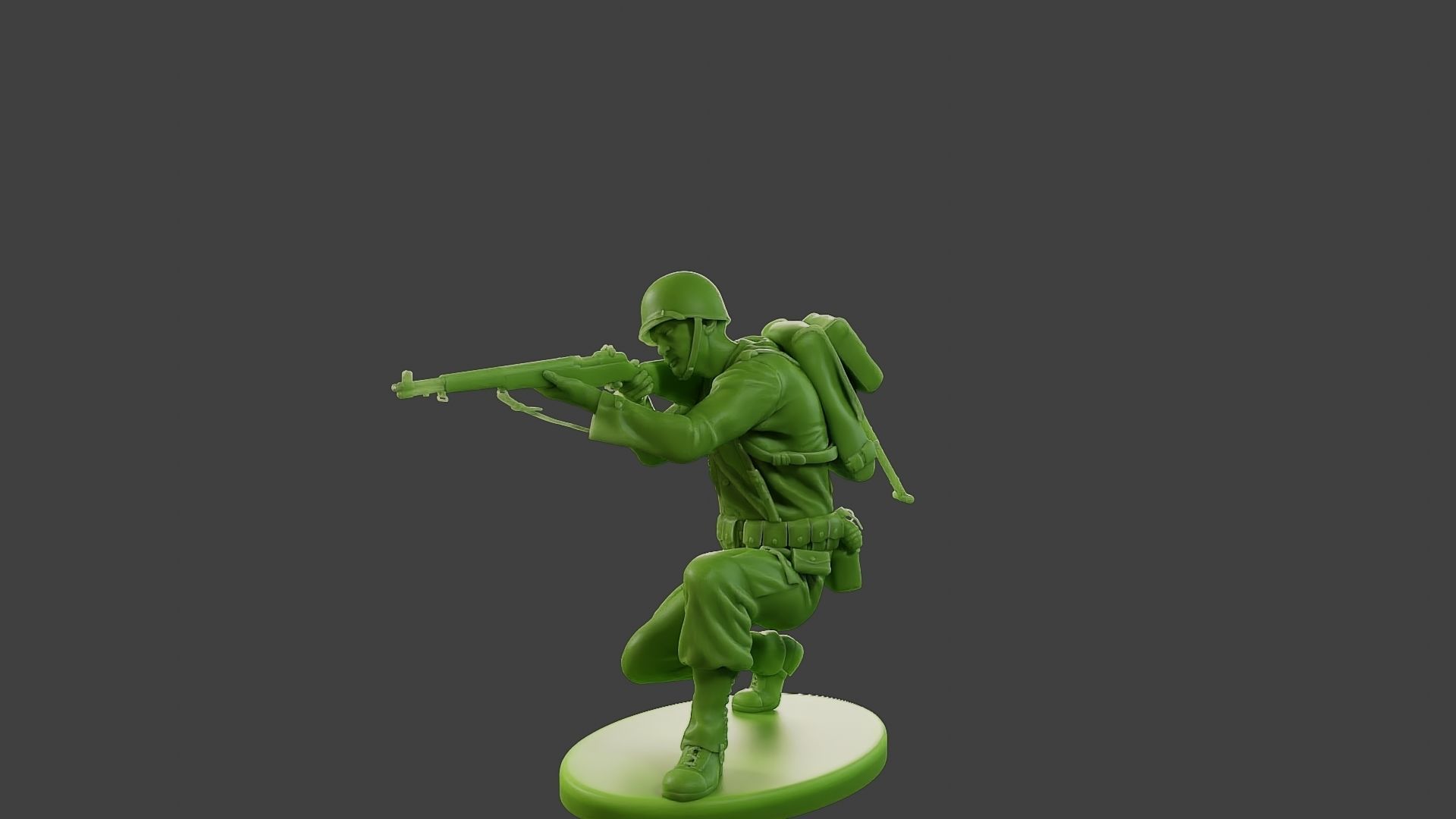 American soldier ww2 Shoot crouched A1 3D print model_2