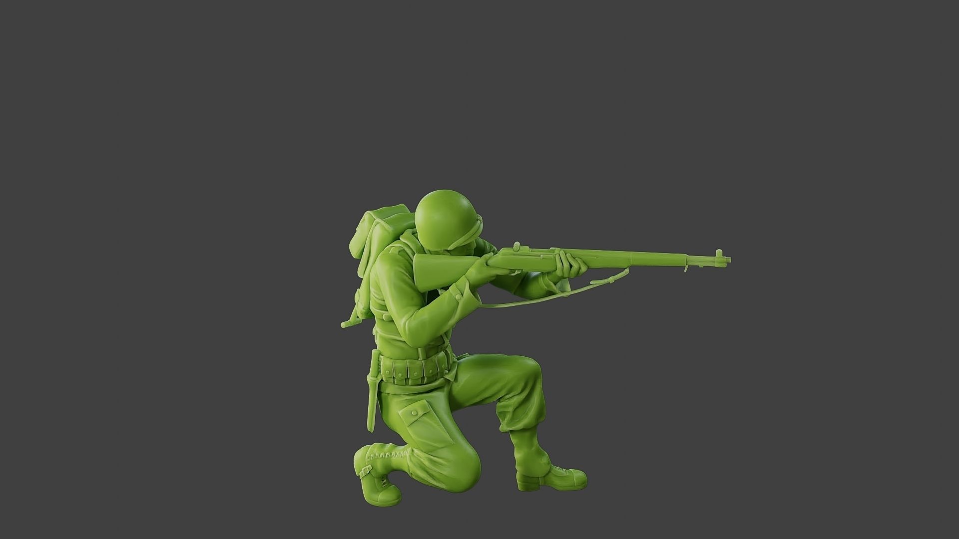 American soldier ww2 Shoot crouched A1 3D print model_30
