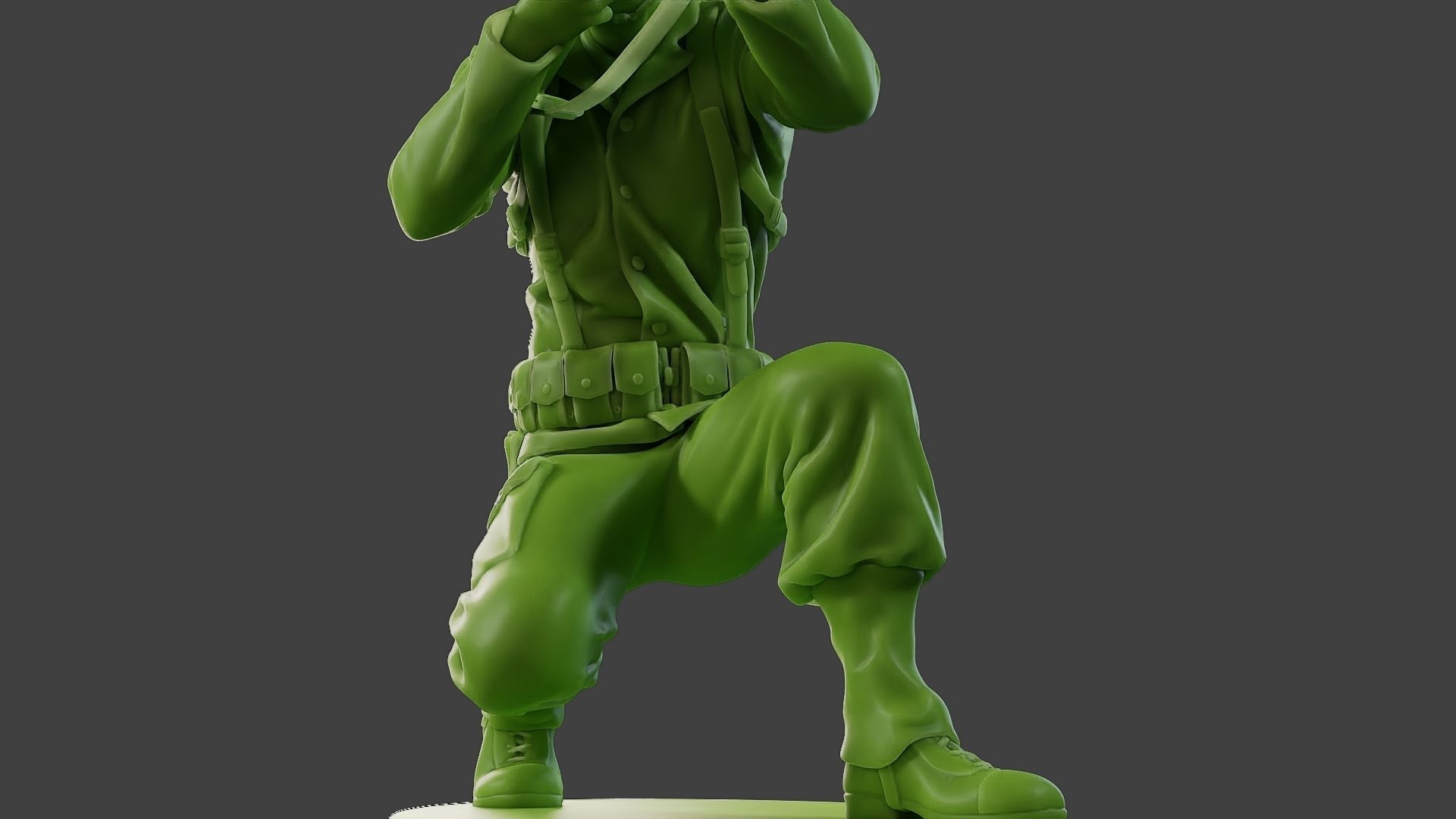 American soldier ww2 Shoot crouched A1 3D print model_13