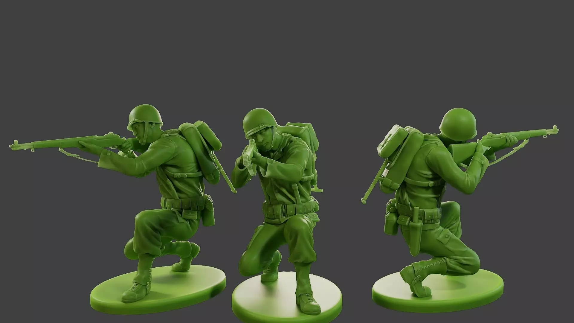 American soldier ww2 Shoot crouched A1 3D print model_0