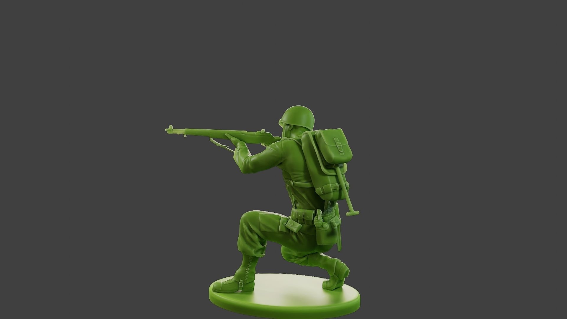 American soldier ww2 Shoot crouched A1 3D print model_4