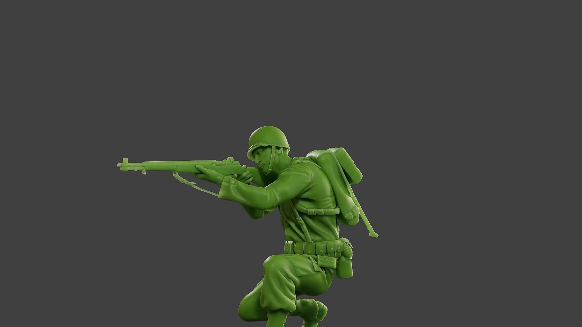 American soldier ww2 Shoot crouched A1 3D print model_27