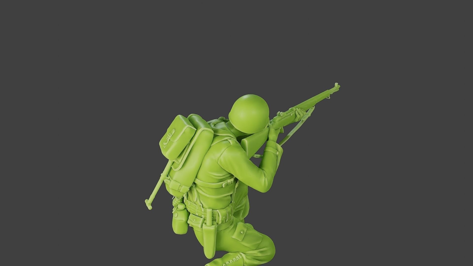 American soldier ww2 Shoot crouched A1 3D print model_24