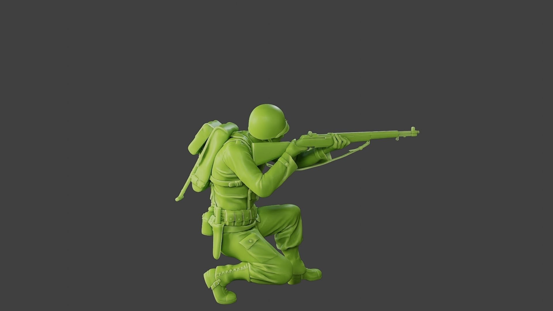 American soldier ww2 Shoot crouched A1 3D print model_31