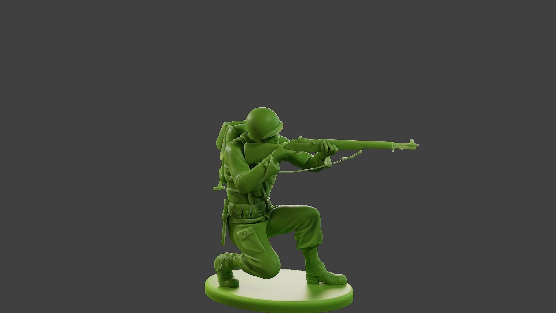 American soldier ww2 Shoot crouched A1 3D print model_9