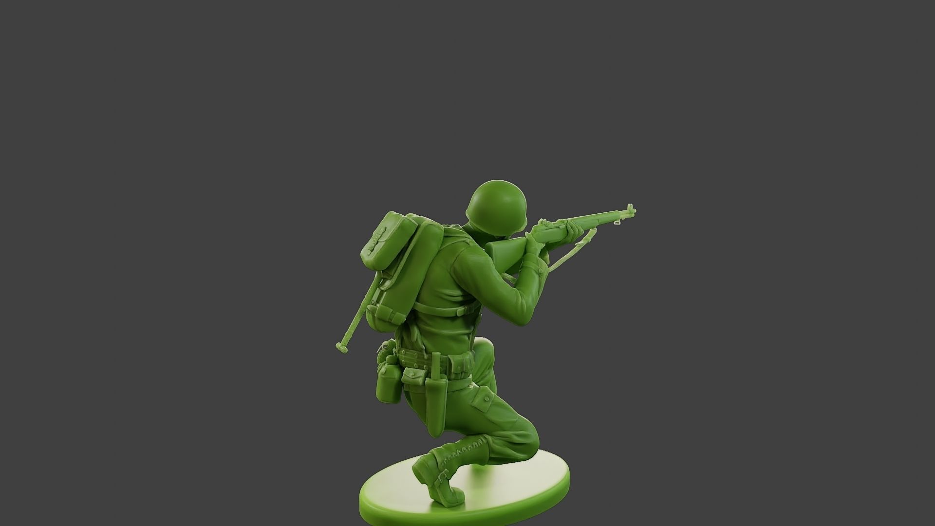 American soldier ww2 Shoot crouched A1 3D print model_7