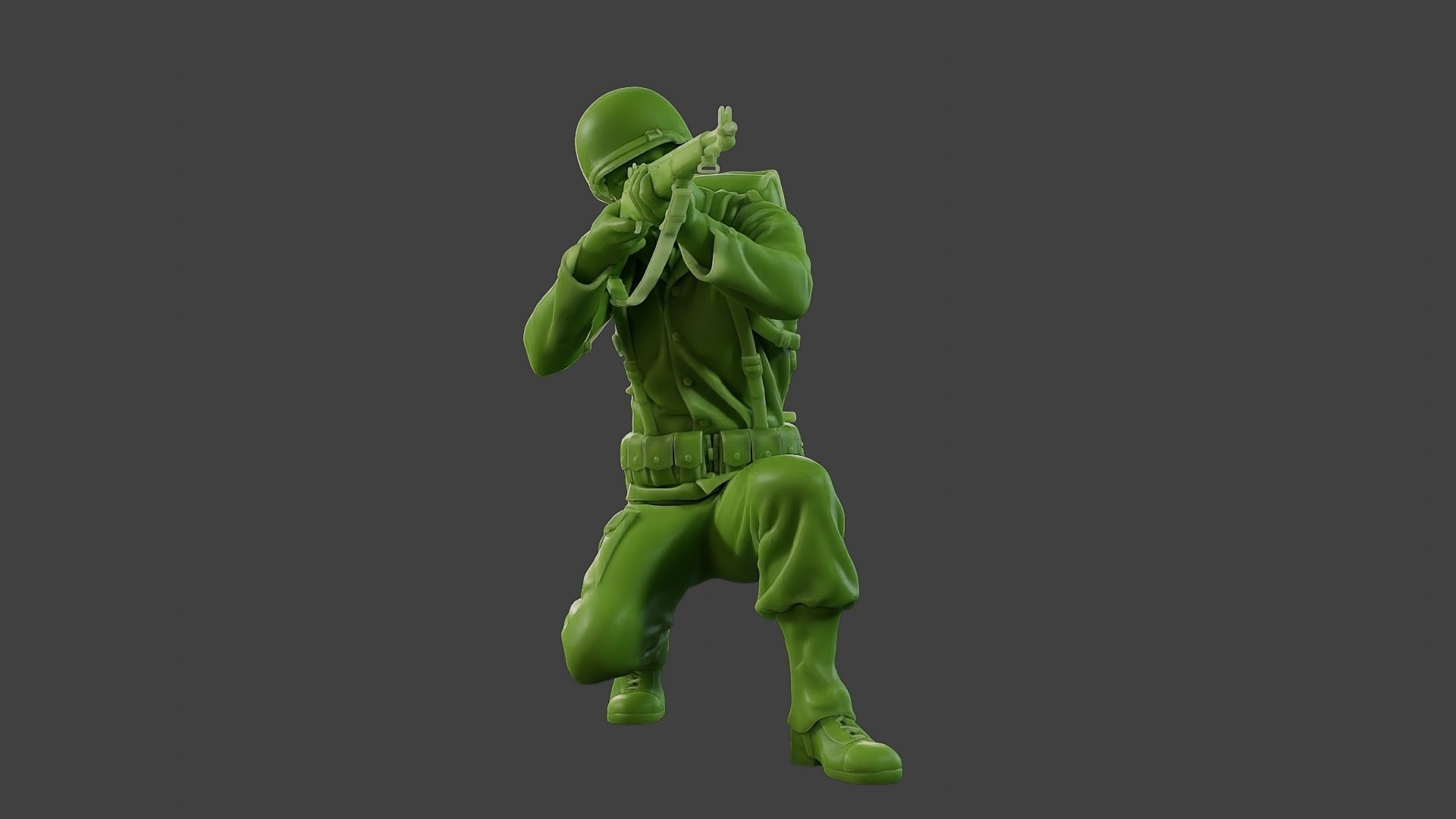American soldier ww2 Shoot crouched A1 3D print model_28