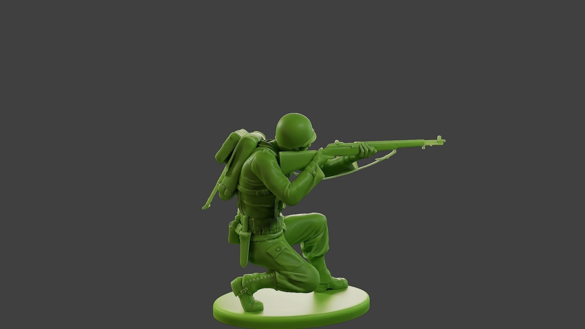 American soldier ww2 Shoot crouched A1 3D print model_8
