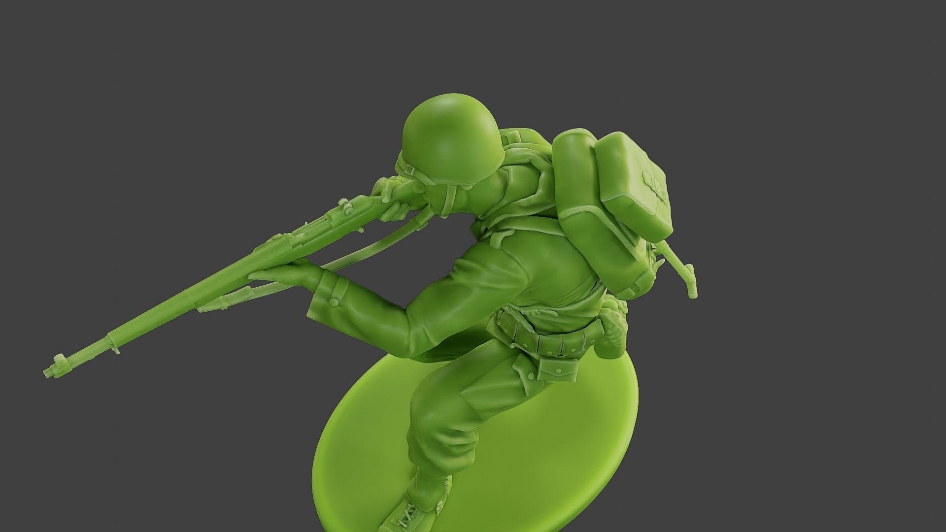 American soldier ww2 Shoot crouched A1 3D print model_16