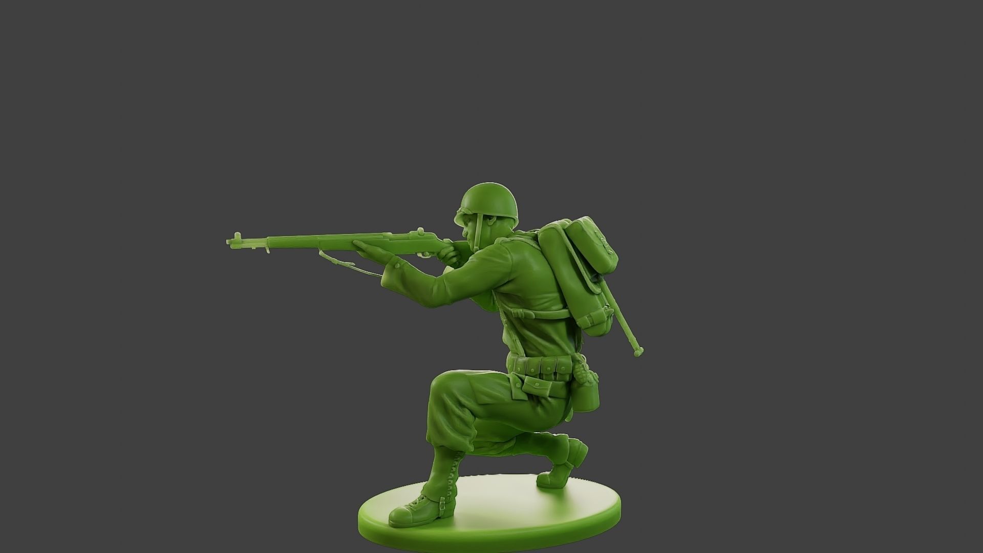 American soldier ww2 Shoot crouched A1 3D print model_3