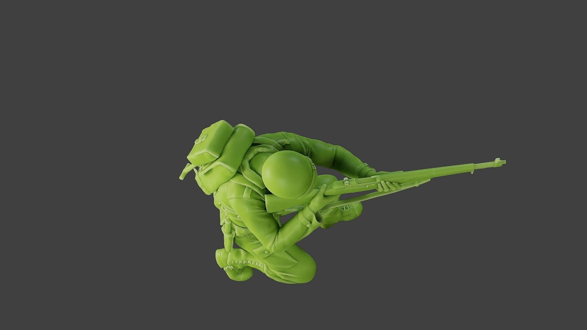 American soldier ww2 Shoot crouched A1 3D print model_23