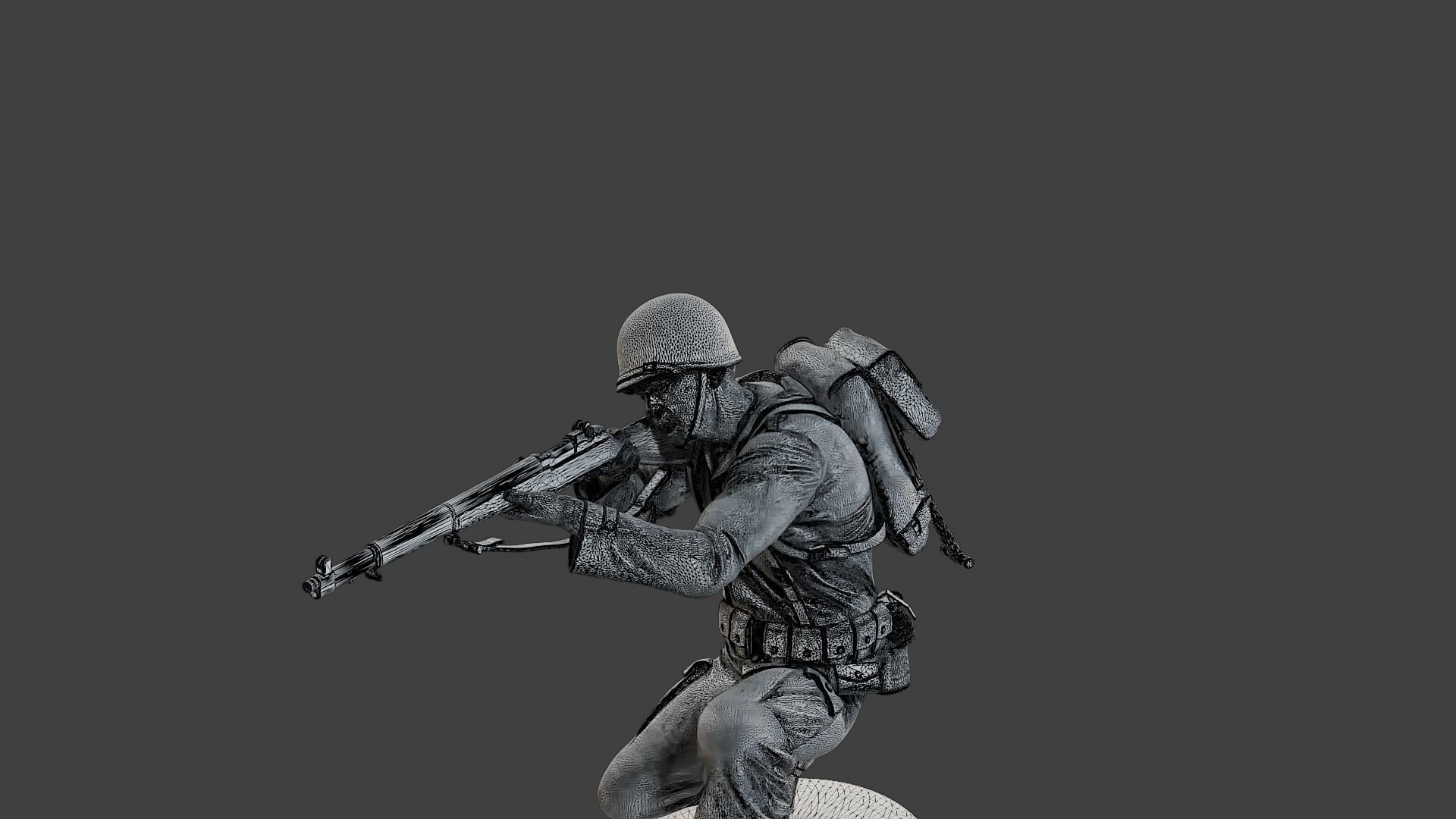 American soldier ww2 Shoot crouched A1 3D print model_12