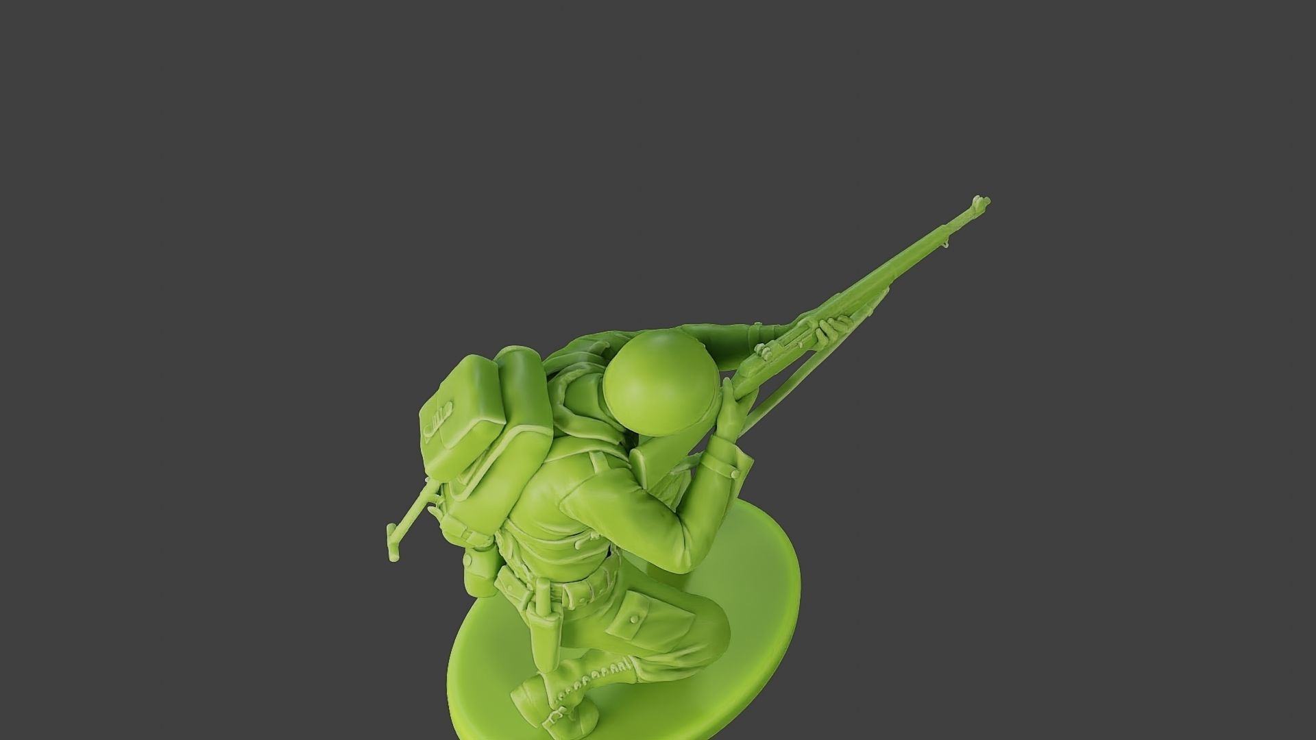 American soldier ww2 Shoot crouched A1 3D print model_22