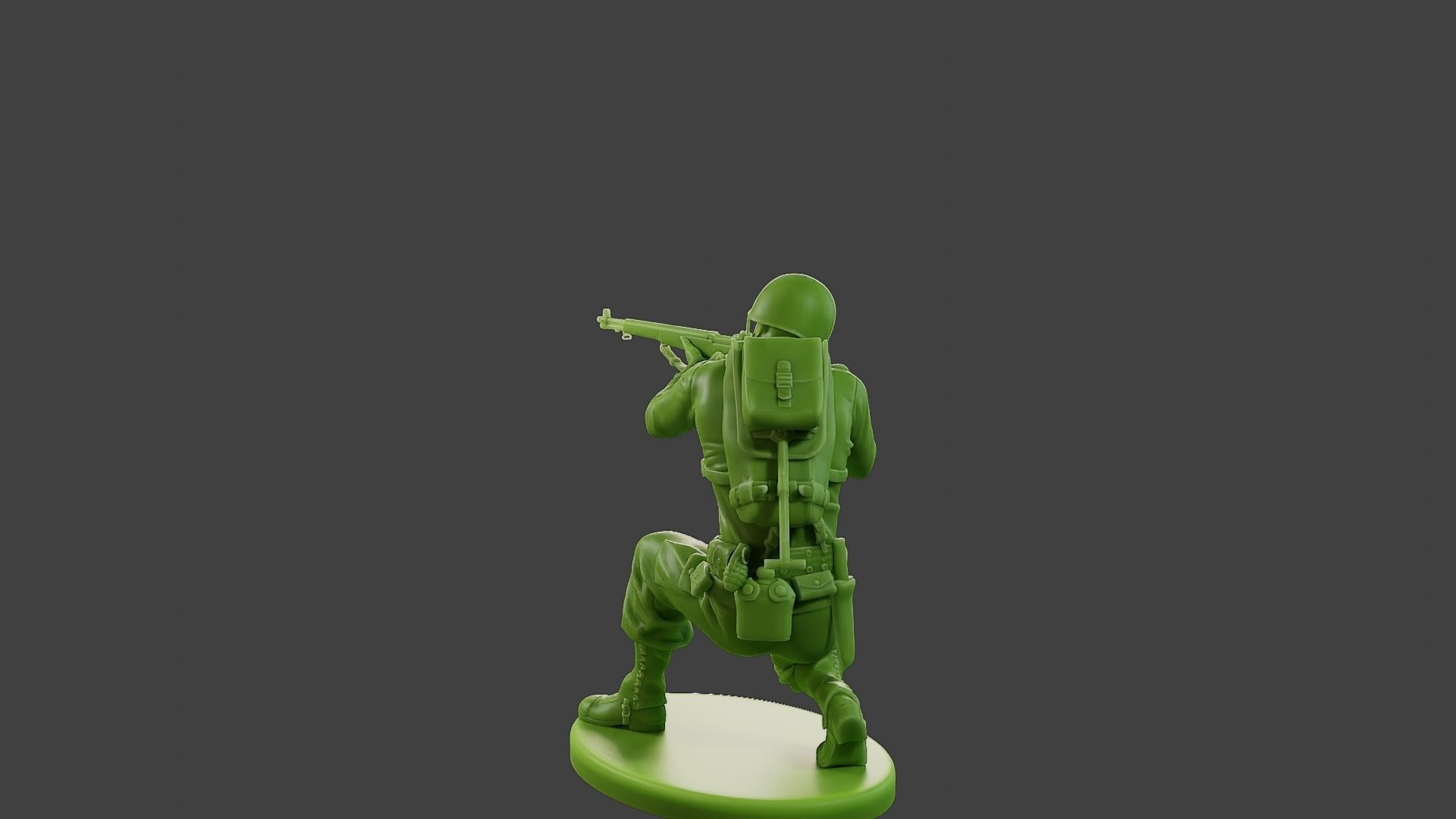 American soldier ww2 Shoot crouched A1 3D print model_5