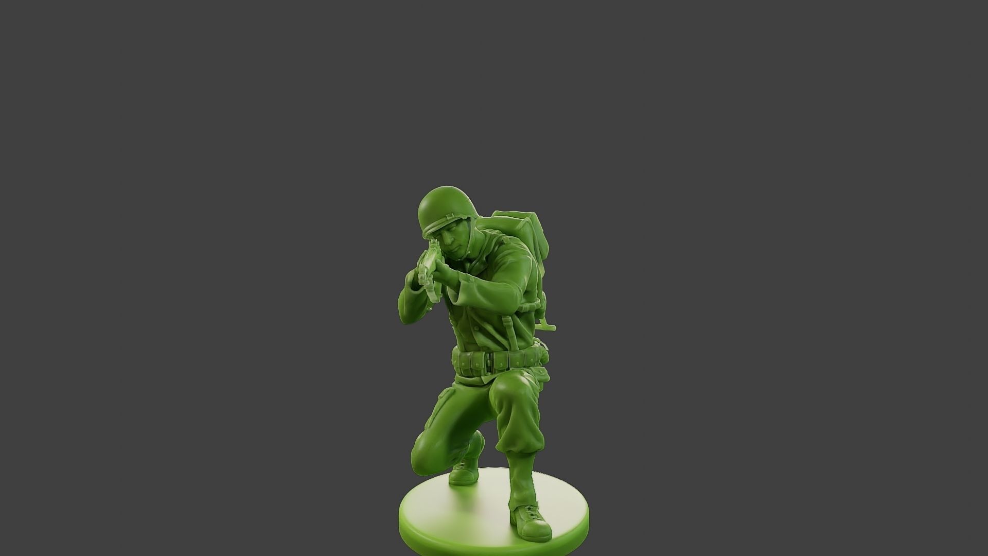 American soldier ww2 Shoot crouched A1 3D print model_1