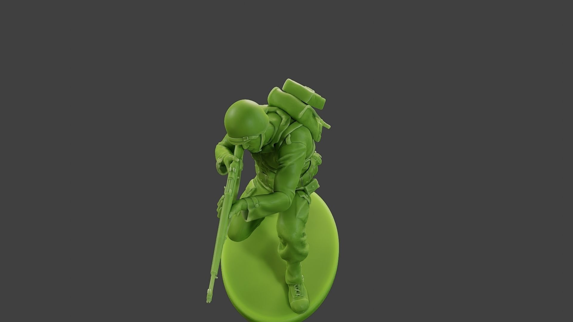 American soldier ww2 Shoot crouched A1 3D print model_14