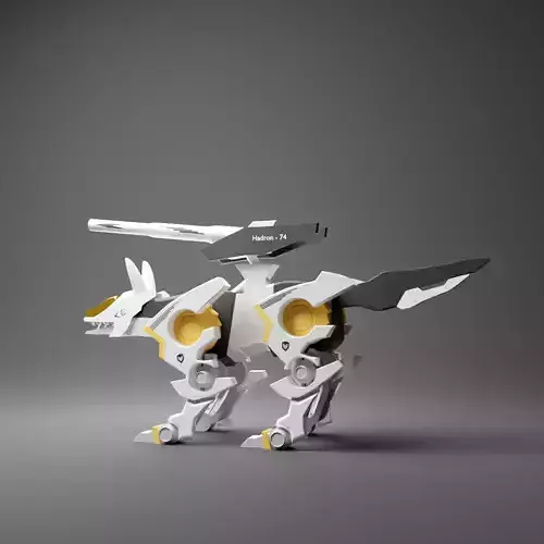 Wolf robotics model with military weapon 3D model