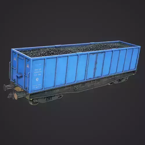 Railway Cargo Wagon Low-poly 3D model