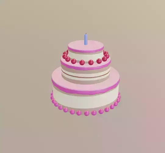 Cake with Candle 3D model