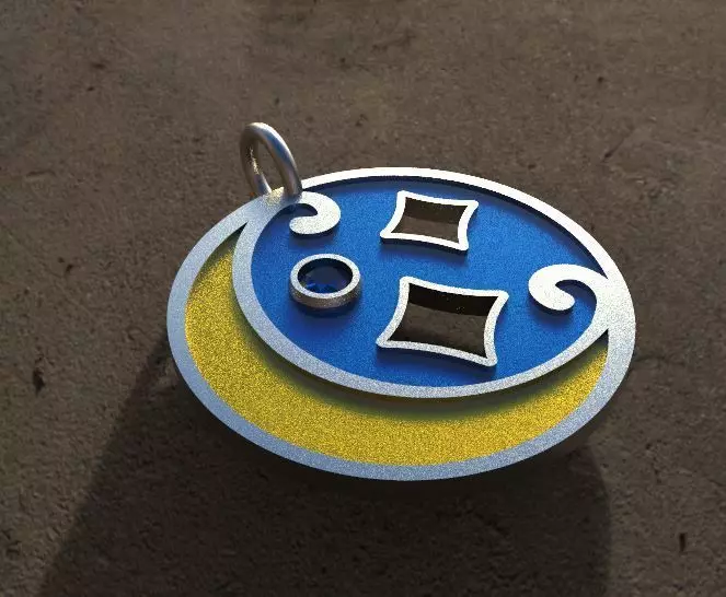 Pendant moon with enamels 3D print model