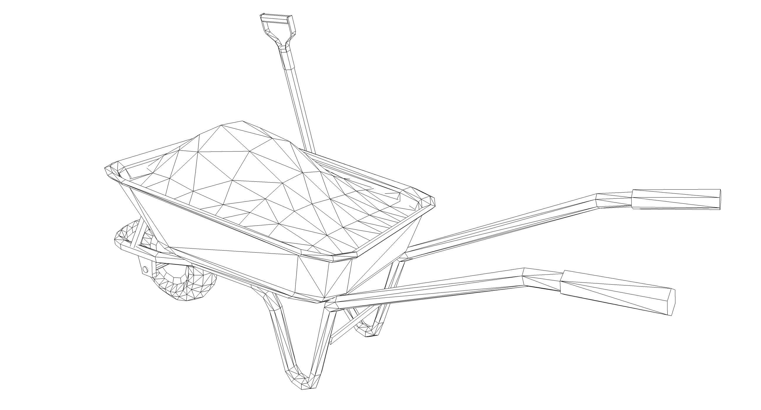 Wheelbarrow with Sand Low-poly 3D model_5