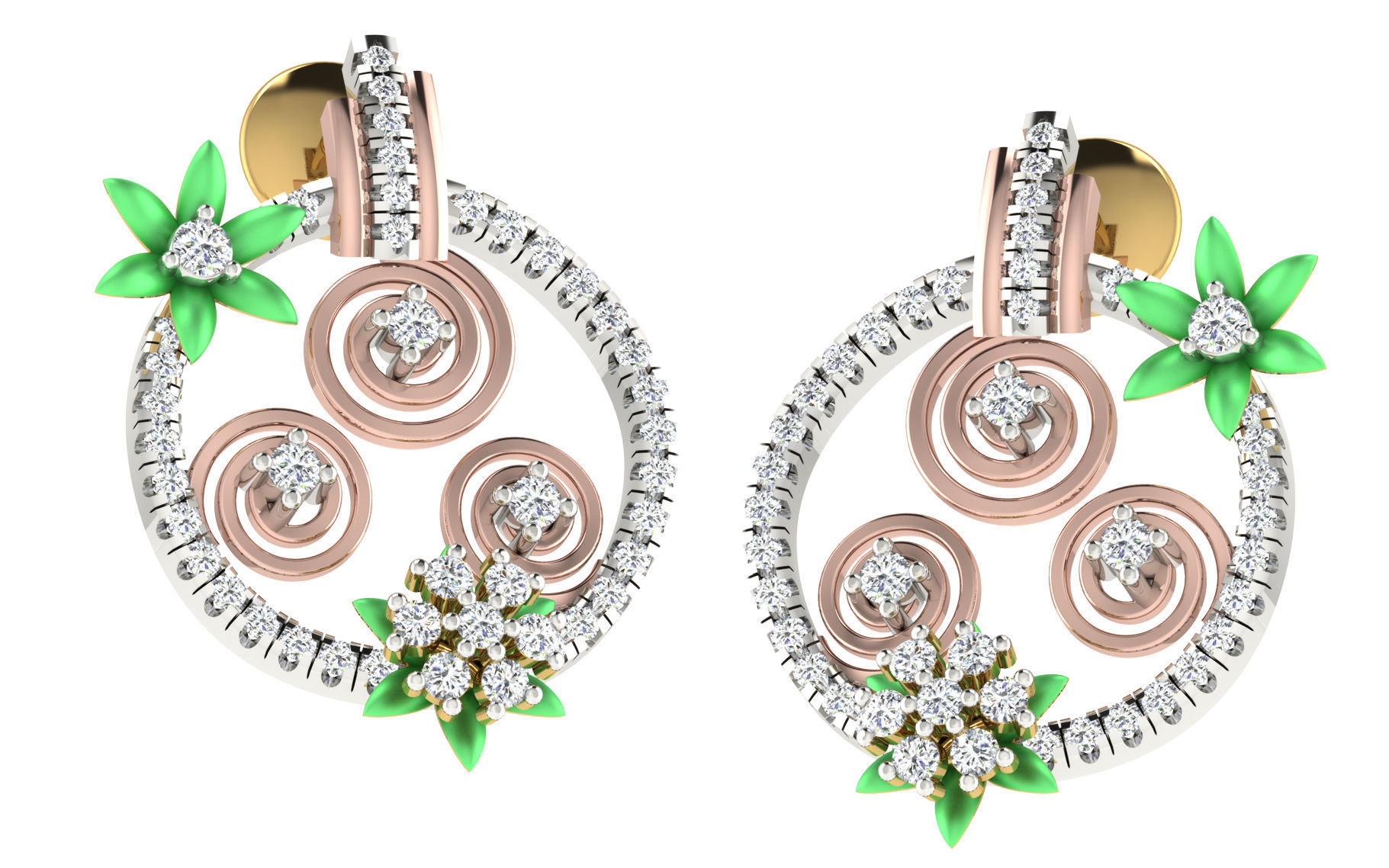 37 women pendant earrings set 3dm stl render detail 3D Model Collection_17