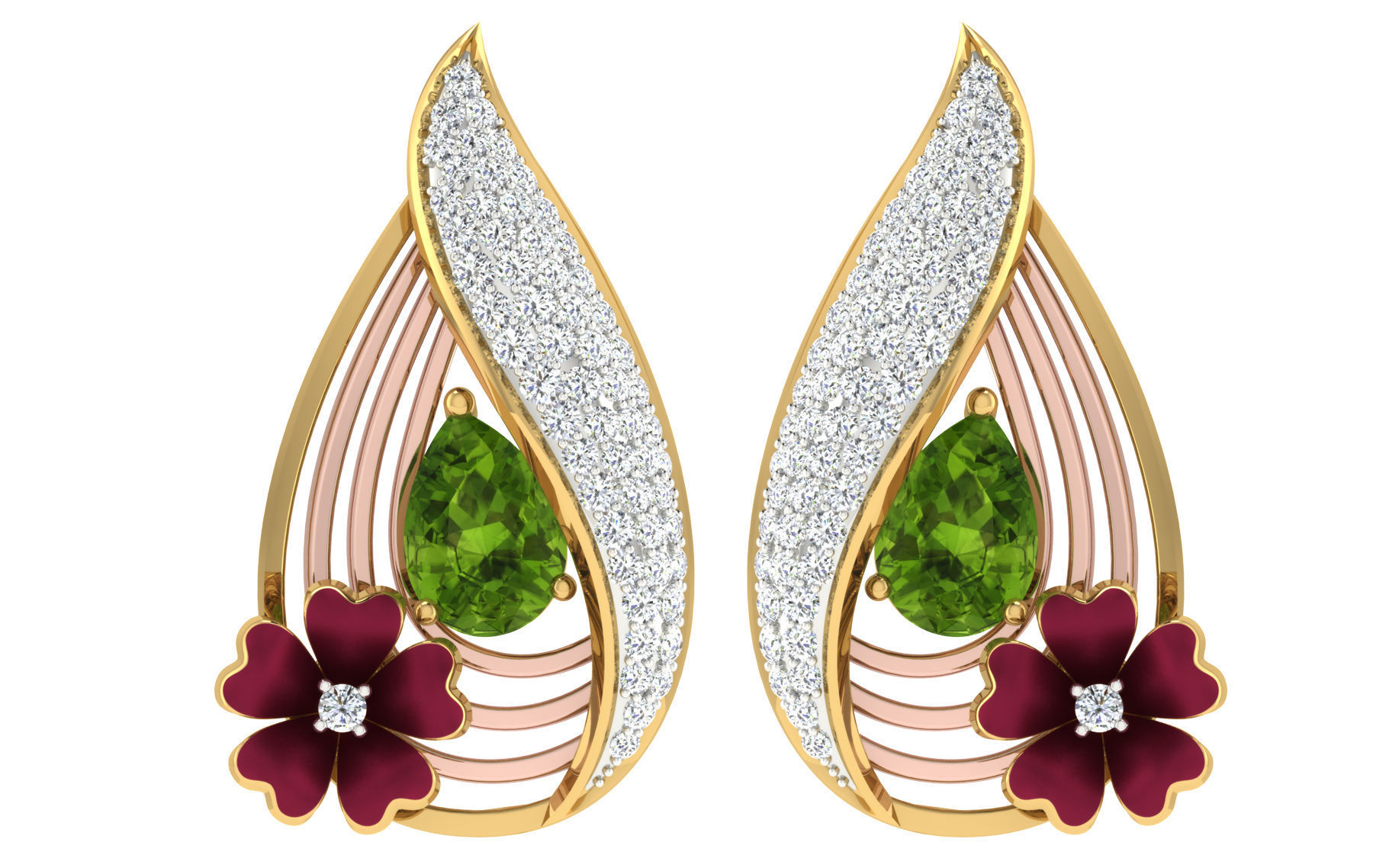 37 women pendant earrings set 3dm stl render detail 3D Model Collection_32