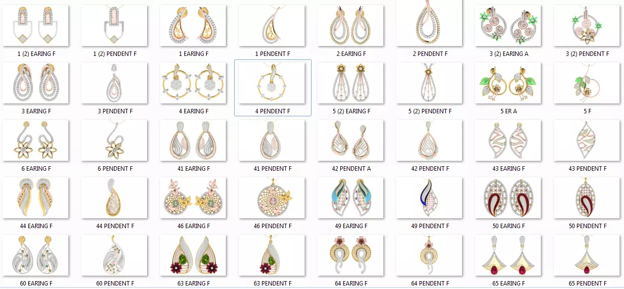 37 women pendant earrings set 3dm stl render detail 3D Model Collection_0