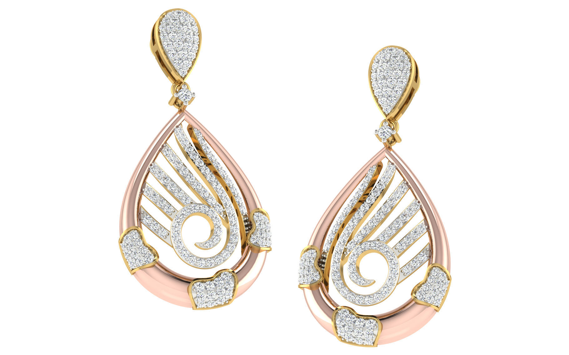37 women pendant earrings set 3dm stl render detail 3D Model Collection_14
