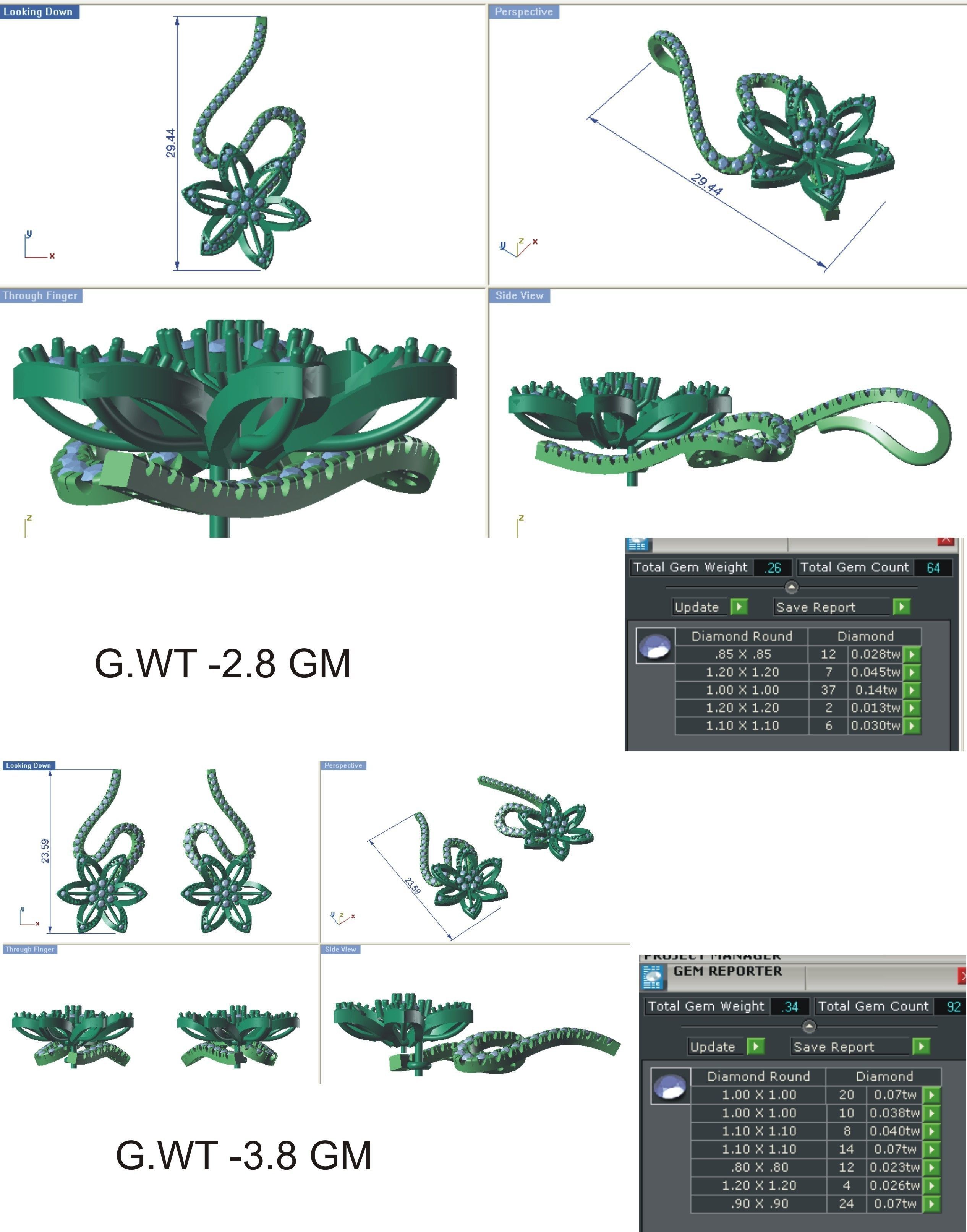 37 women pendant earrings set 3dm stl render detail 3D Model Collection_78
