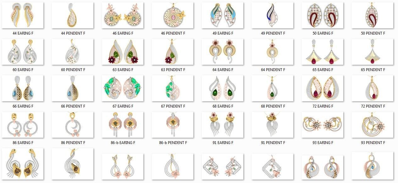 37 women pendant earrings set 3dm stl render detail 3D Model Collection_1