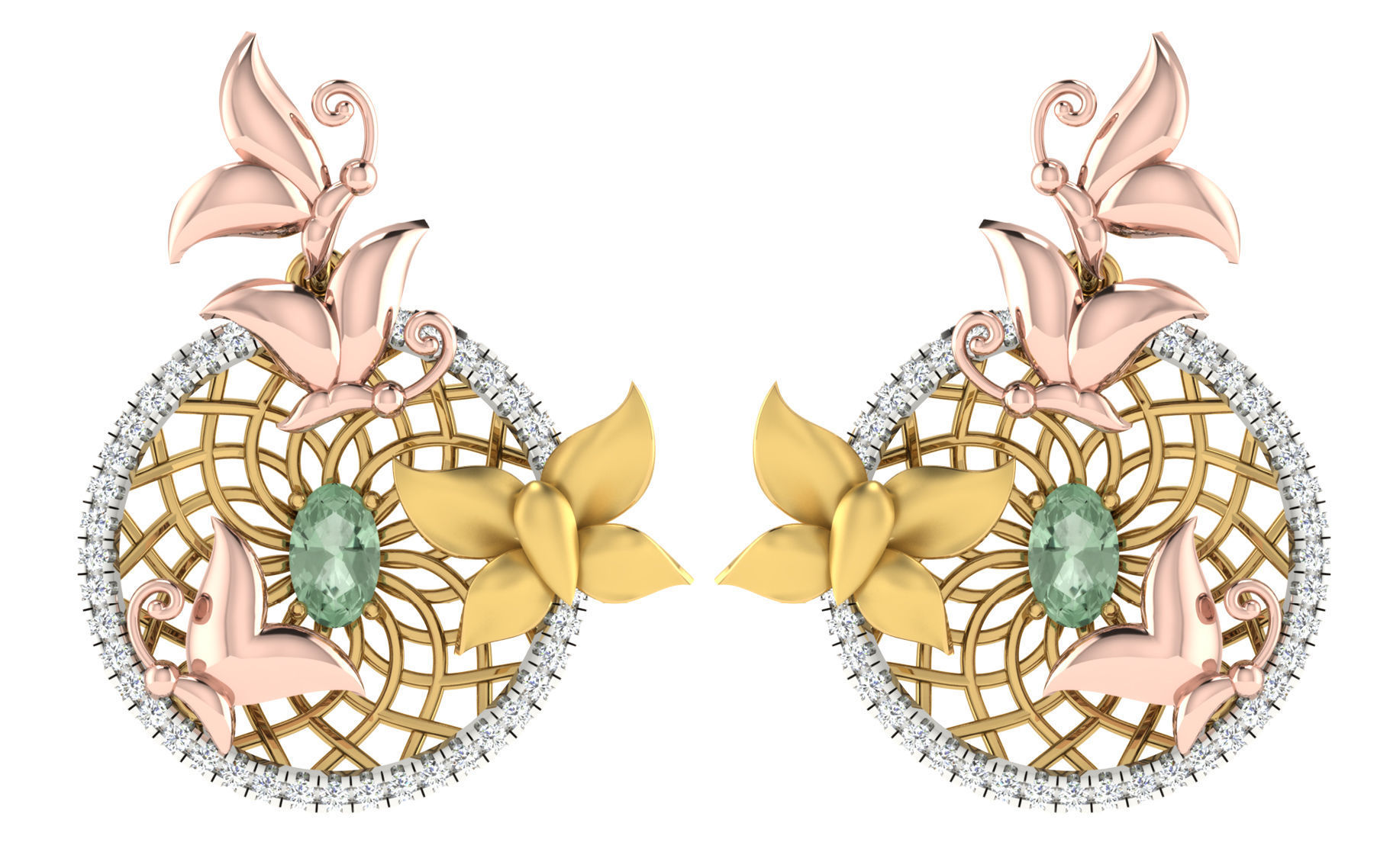 37 women pendant earrings set 3dm stl render detail 3D Model Collection_25