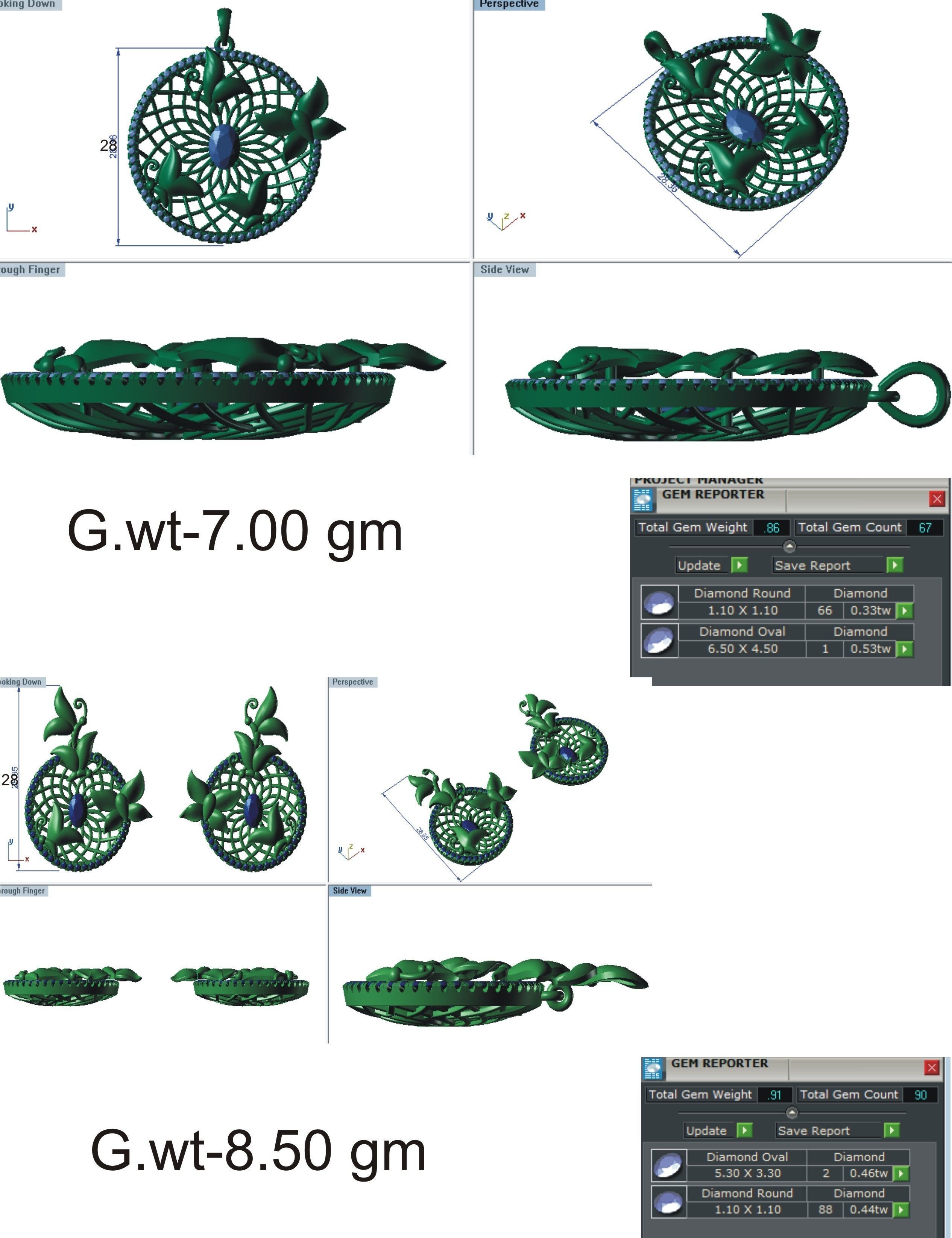 37 women pendant earrings set 3dm stl render detail 3D Model Collection_77