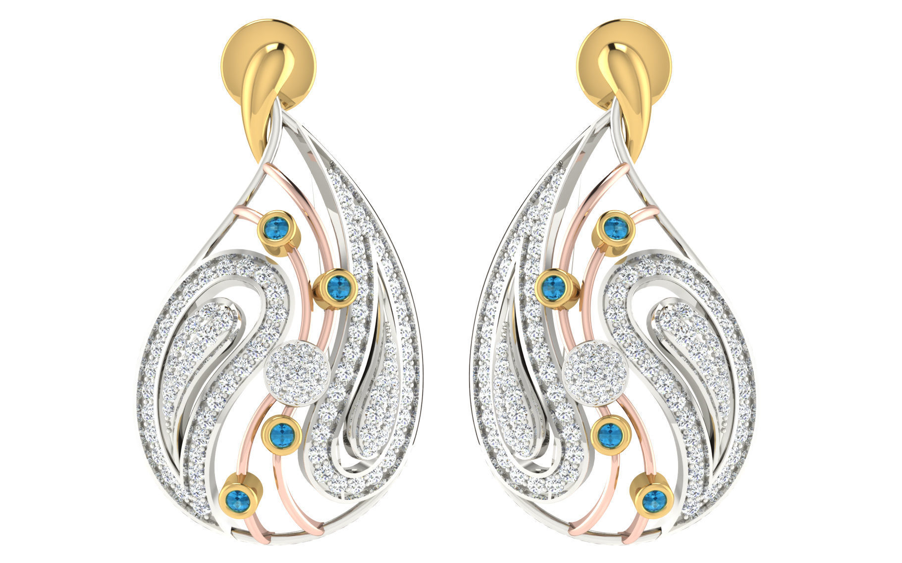 37 women pendant earrings set 3dm stl render detail 3D Model Collection_28