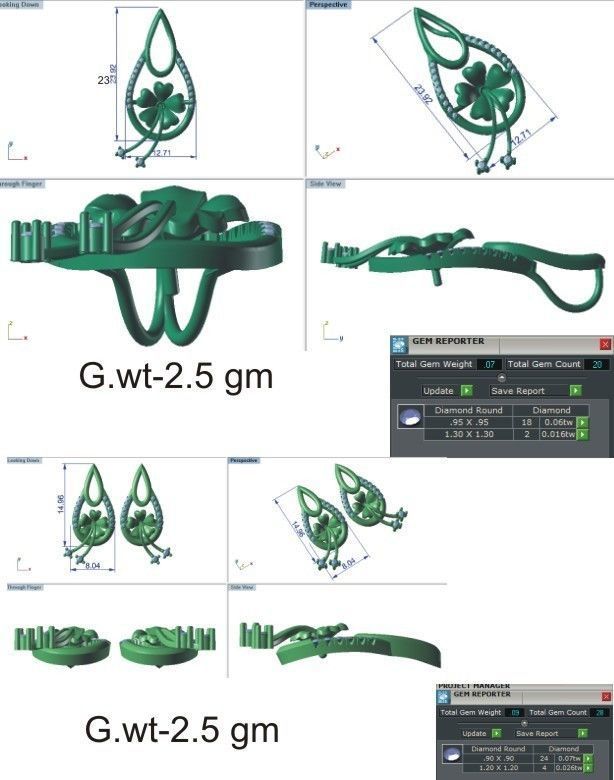 37 women pendant earrings set 3dm stl render detail 3D Model Collection_95