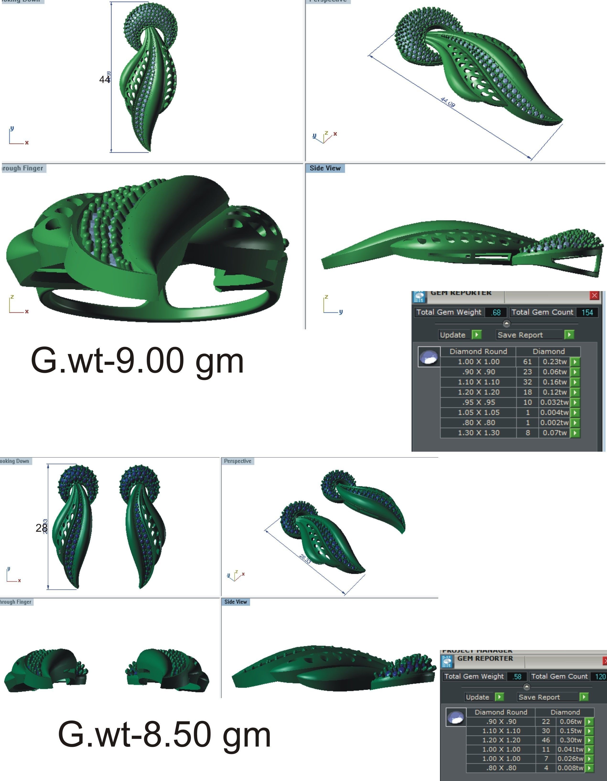 37 women pendant earrings set 3dm stl render detail 3D Model Collection_80