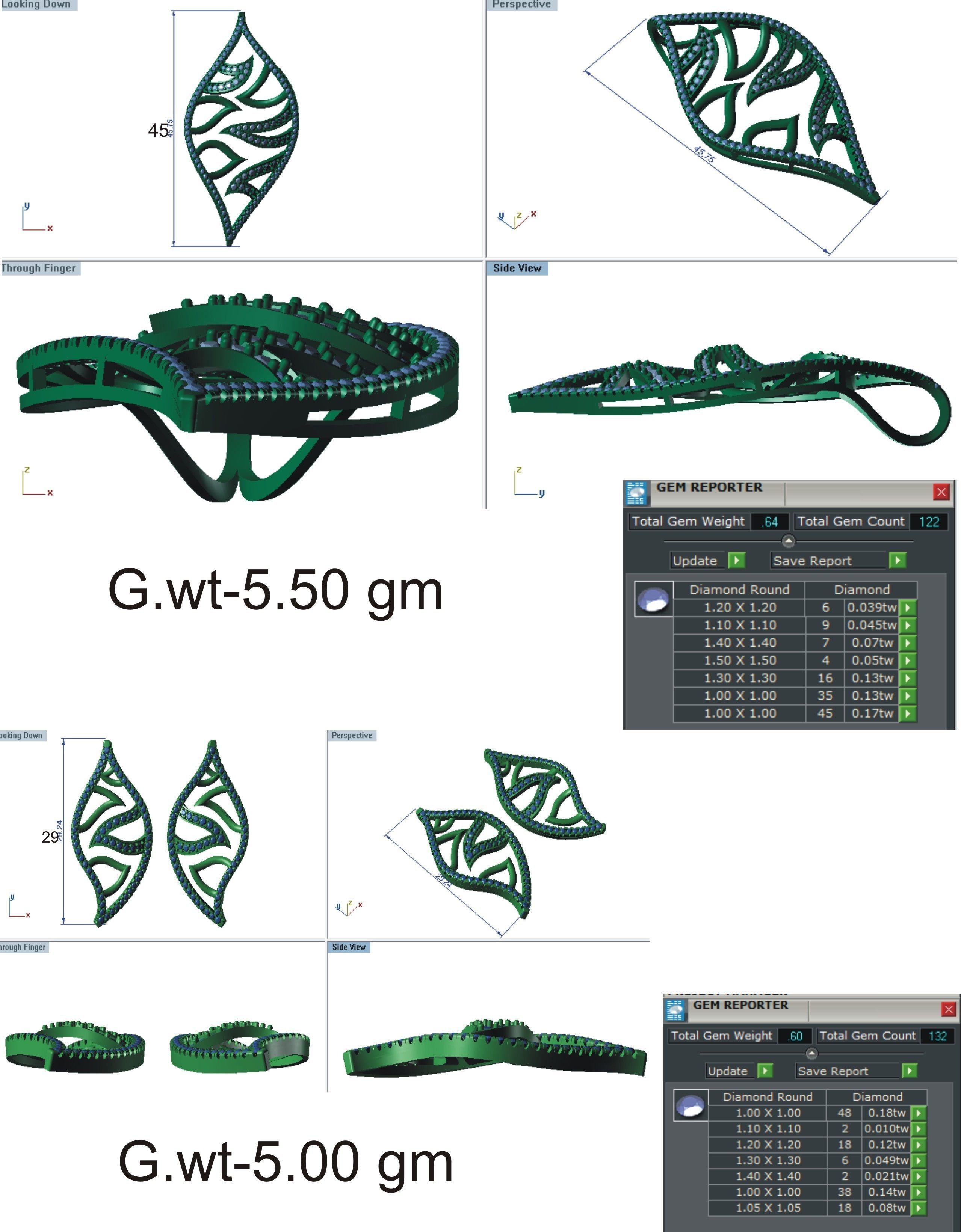 37 women pendant earrings set 3dm stl render detail 3D Model Collection_73