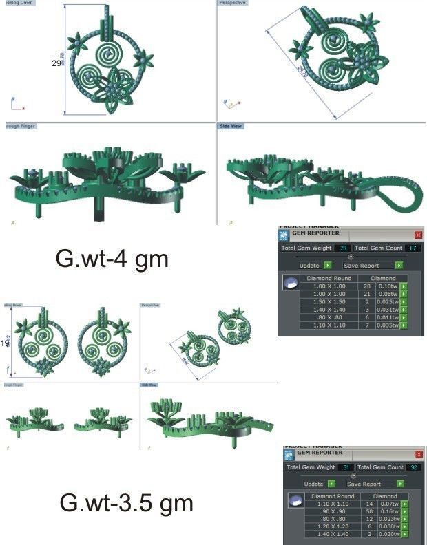 37 women pendant earrings set 3dm stl render detail 3D Model Collection_88