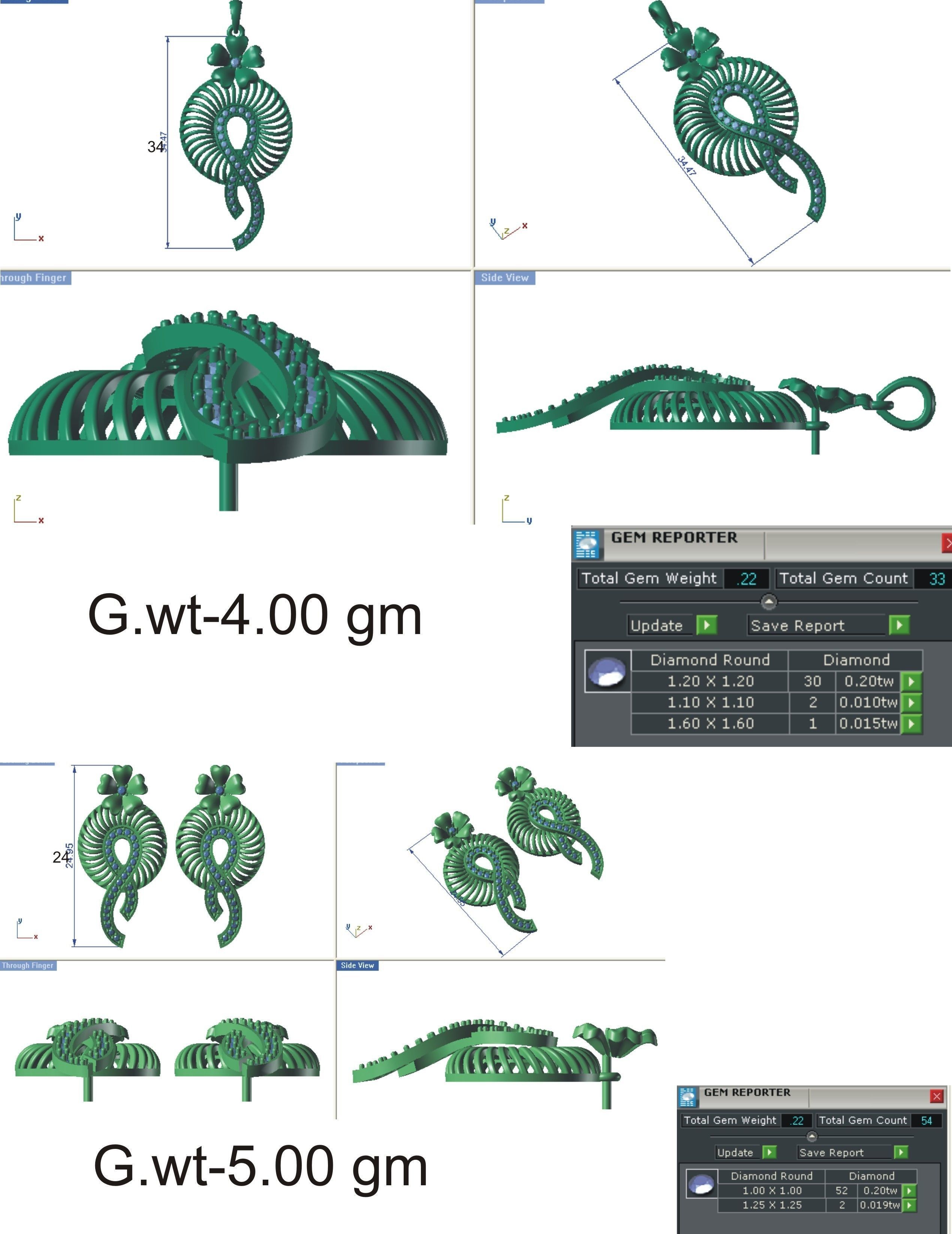 37 women pendant earrings set 3dm stl render detail 3D Model Collection_84